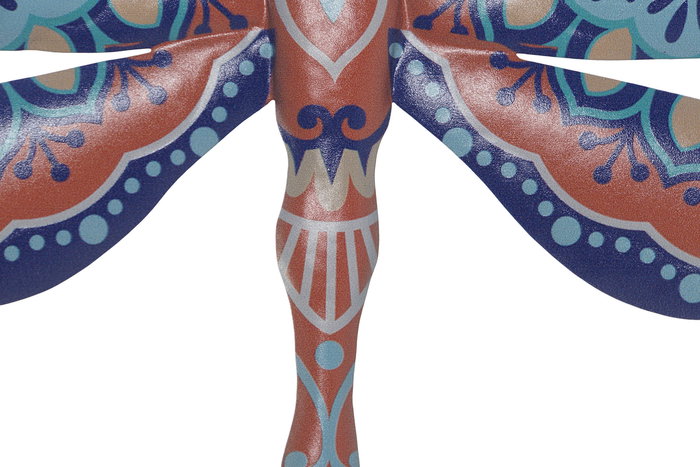 DKD Home Decor Decoración de Pared Mediterráneo Libélula Metal Azul Naranja Multicolor 1 x 16 x 30 cm (6 Unidades)