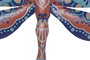 DKD Home Decor Decoración de Pared Mediterráneo Libélula Metal Azul Naranja Multicolor 1 x 16 x 30 cm (6 Unidades)