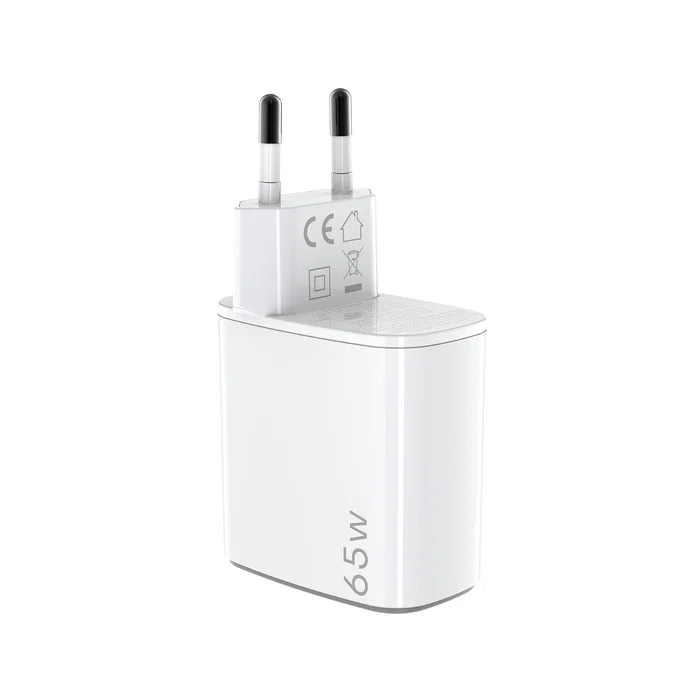 Celly UPTC1USBC65WCTC - Cargador de Pared USB-C 65W con Tecnología GaN, Cable USB-C a USB-C 2m, para Portátiles, Tabletas y Smartphones, Blanco