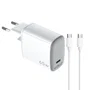 Celly UPTC1USBC65WCTC - Cargador de Pared USB-C 65W con Tecnología GaN, Cable USB-C a USB-C 2m, para Portátiles, Tabletas y Smartphones, Blanco