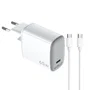 Celly UPTC1USBC65WCTC - Cargador de Pared USB-C 65W con Tecnología GaN, Cable USB-C a USB-C 2m, para Portátiles, Tabletas y Smartphones, Blanco