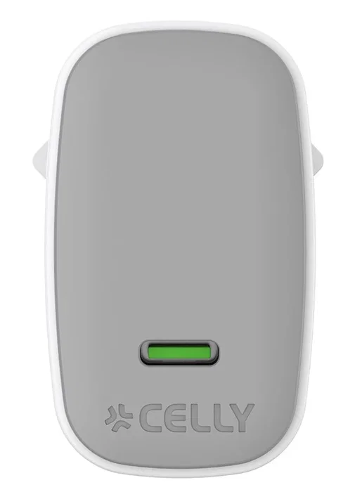 Celly UPTC1USBC65WCTC - Cargador de Pared USB-C 65W con Tecnología GaN, Cable USB-C a USB-C 2m, para Portátiles, Tabletas y Smartphones, Blanco