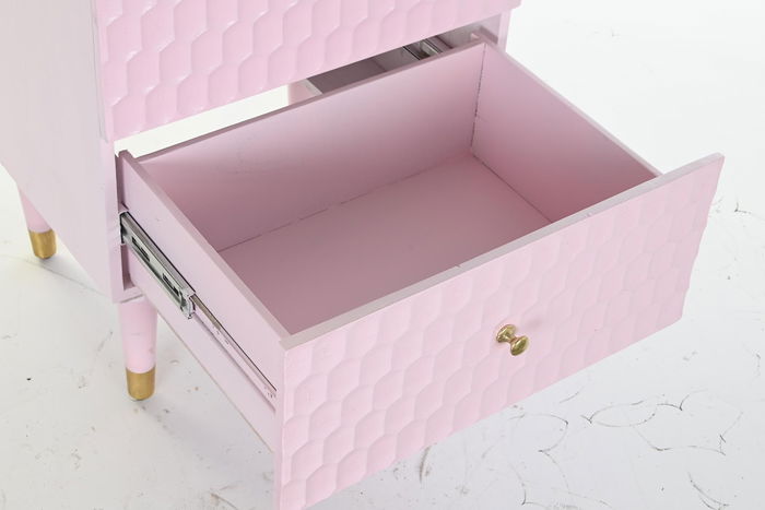 DKD Home Decor Mesita de Noche Moderna Rosa Palo 42 x 65 x 52 cm con 2 Cajones