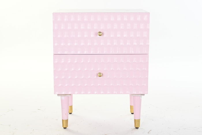 DKD Home Decor Mesita de Noche Moderna Rosa Palo 42 x 65 x 52 cm con 2 Cajones