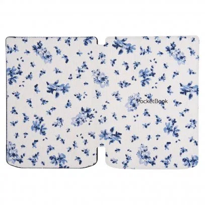 PocketBook H-S-634-F-WW Funda Shell Series para eReader, Compatible con PocketBook Verse y Verse Pro, Diseño Floral Azul y Blanco, Microfibra y PU, para Pantalla de 15.2 cm (6")