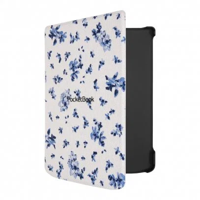 PocketBook H-S-634-F-WW Funda Shell Series para eReader, Compatible con PocketBook Verse y Verse Pro, Diseño Floral Azul y Blanco, Microfibra y PU, para Pantalla de 15.2 cm (6")