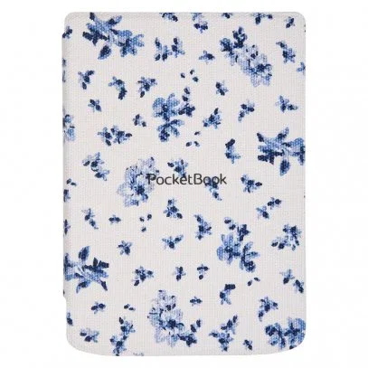 PocketBook H-S-634-F-WW Funda Shell Series para eReader, Compatible con PocketBook Verse y Verse Pro, Diseño Floral Azul y Blanco, Microfibra y PU, para Pantalla de 15.2 cm (6")