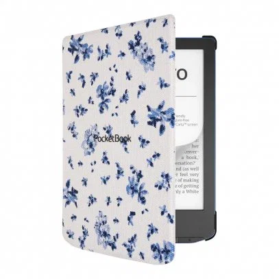 PocketBook H-S-634-F-WW Funda Shell Series para eReader, Compatible con PocketBook Verse y Verse Pro, Diseño Floral Azul y Blanco, Microfibra y PU, para Pantalla de 15.2 cm (6")