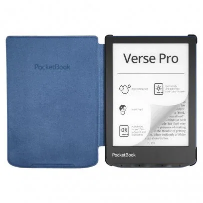 PocketBook H-S-634-F-WW Funda Shell Series para eReader, Compatible con PocketBook Verse y Verse Pro, Diseño Floral Azul y Blanco, Microfibra y PU, para Pantalla de 15.2 cm (6")