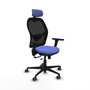 PIQUERAS Y CRESPO Silla de oficina Jorquera con mecanismo Sincro/Traslack, Azul claro y Negro