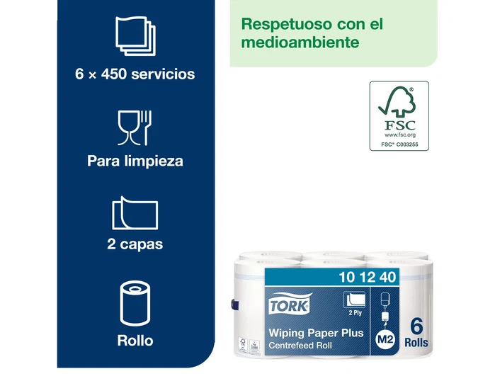 Tork Papel Secamanos Extra Ancho 2 Capas, 160 m, Pack de 6 Tork Papel Secamanos Extra Ancho 2 Capas, 160 m, Pack de 6