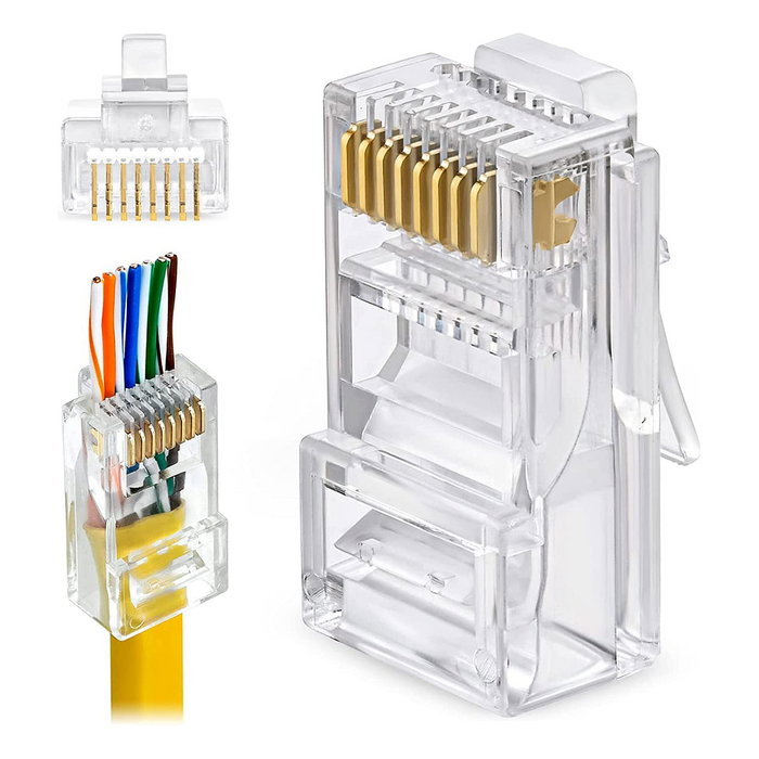 EQUIP 121173 Conectores RJ45 Cat6 UTP sin blindaje, 100 unidades, transparente