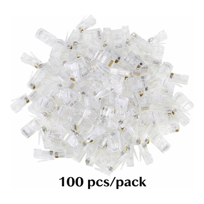 EQUIP 121173 Conectores RJ45 Cat6 UTP sin blindaje, 100 unidades, transparente