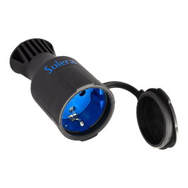 Solera Base móvil bipolar con t/t lateral 2p+t tipo f 16 a 250 v, caucho negro ip44