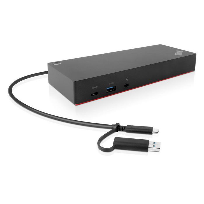Lenovo ThinkPad Hybrid USB-C Dock con Adaptador USB-A, 3 Puertos USB 3.1, Dual 4K UHD, Carga Rapida y Gestion Empresarial PXE