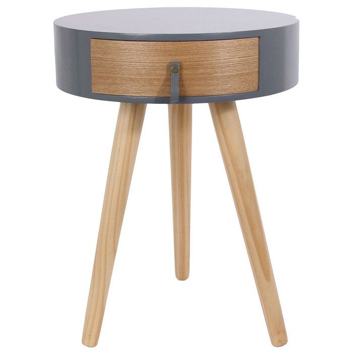Home Deco Factory Mesita de noche Nora con cajón, gris