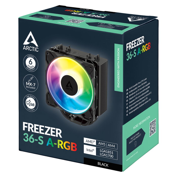 ARCTIC Freezer 36-S A-RGB Black Refrigerador de Aire 120mm 600-3000 RPM PWM Negro