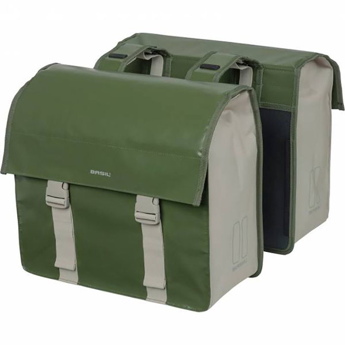 Basil Urban Load alforjas 53L impermeables poliéster verde/beige con reflectantes 40.5x17.5x46 cm Basil Urban Load alforjas 53L impermeables poliéster verde/beige con reflectantes 40.5x17.5x46 cm