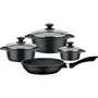 GSW GOURMET GRANIT Juego de Utensilios de Cocina 7 Piezas - Aluminio Fundido Macizo - Apto para Inducción - Libre de PFAS - Negro - GSW1746278875640