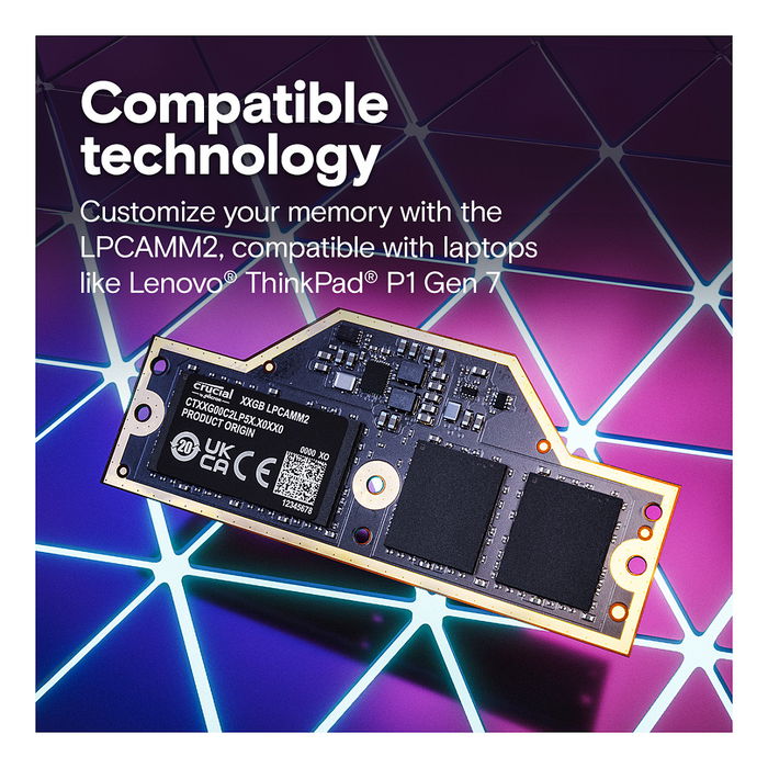 Crucial CT32G75C2LP5X 32GB LPCAMM2 LPDDR5X 7500 MT/s - Memoria RAM para Portátil, 262-pin, 1.05V, Negro