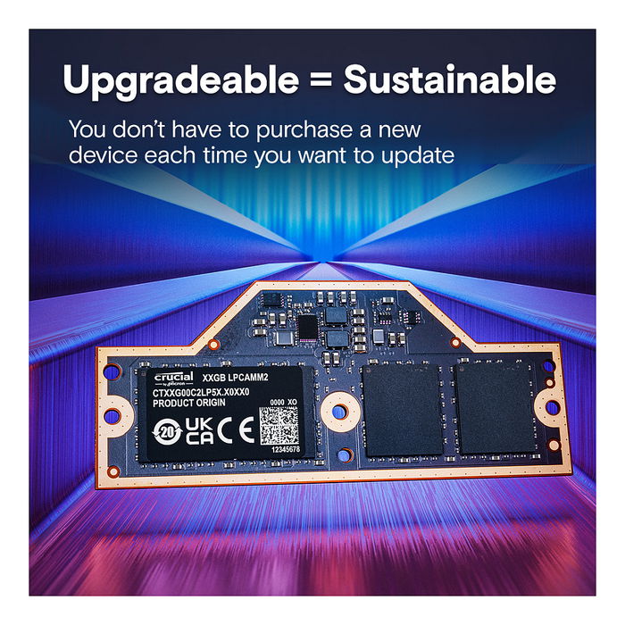 Crucial CT32G75C2LP5X 32GB LPCAMM2 LPDDR5X 7500 MT/s - Memoria RAM para Portátil, 262-pin, 1.05V, Negro