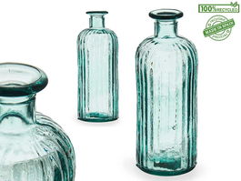 Giftdecor Botella Decorativa de Vidrio Transparente con Rayas Holanda 1.5 Litros 10.2x27.5x10.2 cm (Set de 6)