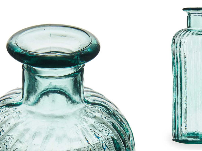 Giftdecor Botella Decorativa de Vidrio Transparente con Rayas Holanda 1.5 Litros 10.2x27.5x10.2 cm (Set de 6)