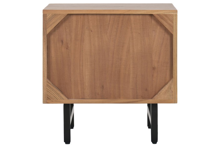 DKD Home Decor Mesita de Noche Moderno Acacia y Metal Marron Negro 40 x 50 x 50 cm