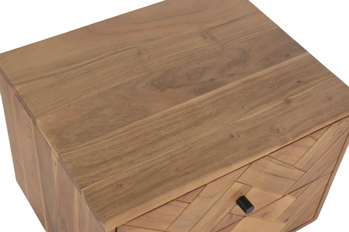 DKD Home Decor Mesita de Noche Moderno Acacia y Metal Marron Negro 40 x 50 x 50 cm