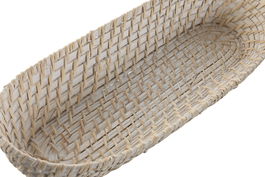 DKD Home Decor Bandeja Balines Set de 2 Blanco Natural Bambú Ratan 44 x 18 x 7 cm