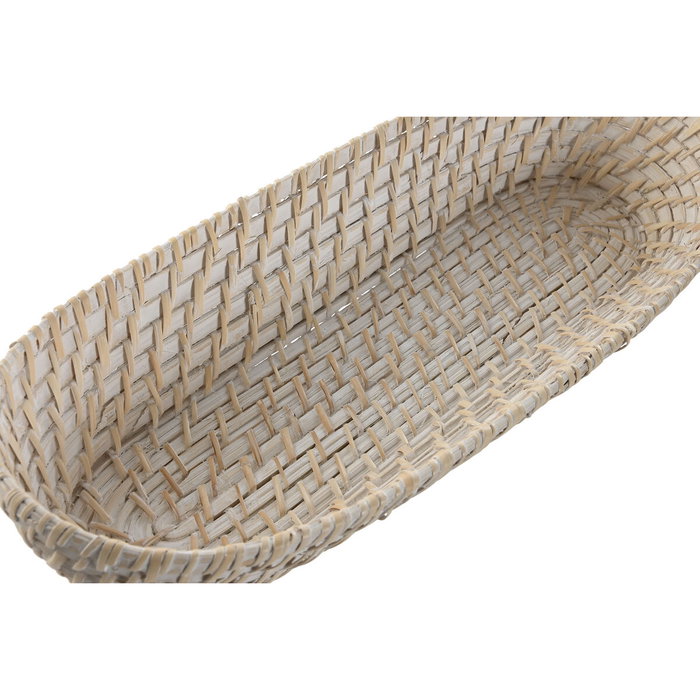 DKD Home Decor Set de 2 Bandejas de Bambú y Ratán Blanco y Natural