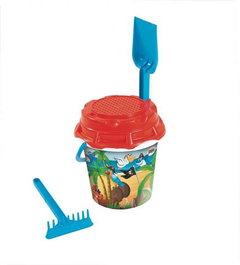 AVC - Cubo de playa piratas con pala, rastrillo y cedazo, juguete de arena para niños a partir de 10 meses