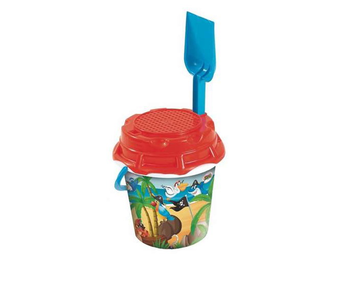 AVC - Cubo de playa piratas con pala, rastrillo y cedazo, juguete de arena para niños a partir de 10 meses