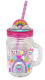 HOT FOCUS Vaso con asa y pajita Rainbow