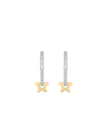 Secrecy Pendientes Star Plata de Ley Reciclada con Baño de Oro de 18K, 2cm, Gris
