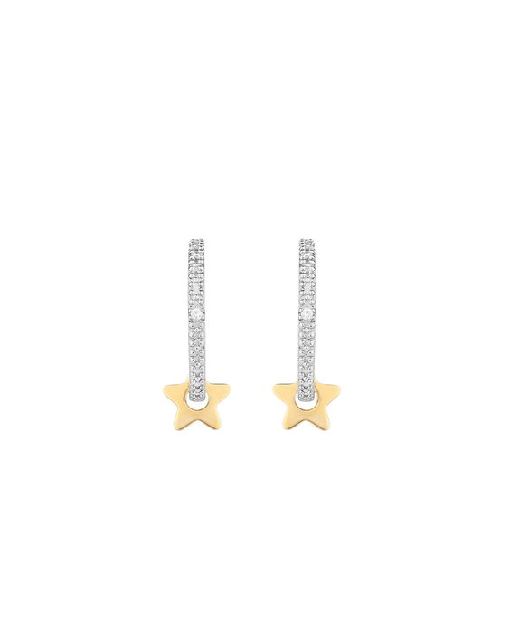 Secrecy Pendientes Star Plata de Ley Reciclada con Baño de Oro de 18K, 2cm, Gris Secrecy Pendientes Star Plata de Ley Reciclada con Baño de Oro de 18K, 2cm, Gris