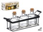 Vivalto Set de 3 Frascas con Tapón de Corcho 200 ml con Soporte de Metal (Set de 12)