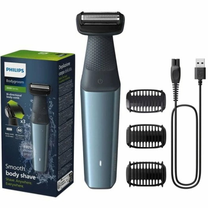 Philips Bodygroom Series 3000 BG3027/05 con 3 accesorios en azul y gris