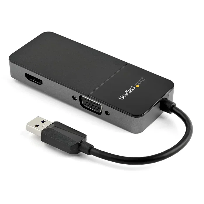 StarTech Adaptador Gráfico USB 3.0 a HDMI y VGA USB32HDVGA para Monitor Dual - HDMI 4K UHD 30Hz, VGA 1080p, Compatible con Mac y Windows