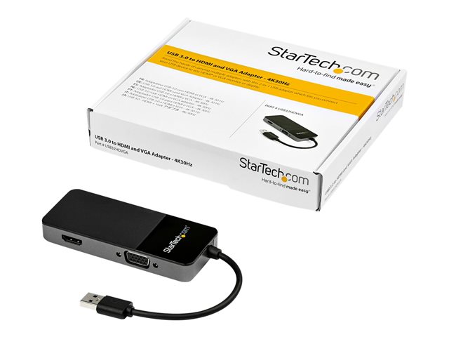 StarTech USB 3.0 to HDMI and VGA Adapter - Adaptador Multiport para Monitor Dual, Converter de Vídeo Externo 4K/1080p