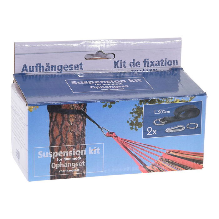 Kit para Colgar Hamacas Polyester 5x200cm, Agarre 0.7x7cm, Soporta 120kg, 16.5x8x10.6cm