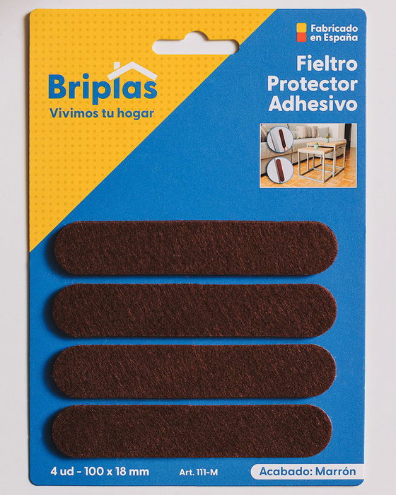 BRIPLAS Fieltro Adhesivo Marrón 100x18 mm (Pack de 4) BRIPLAS Fieltro Adhesivo Marrón 100x18 mm (Pack de 4)