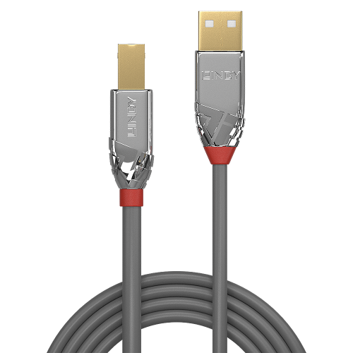 Lindy Cable USB 2.0 Cromo Line Tipo A a B, 3m, Gris