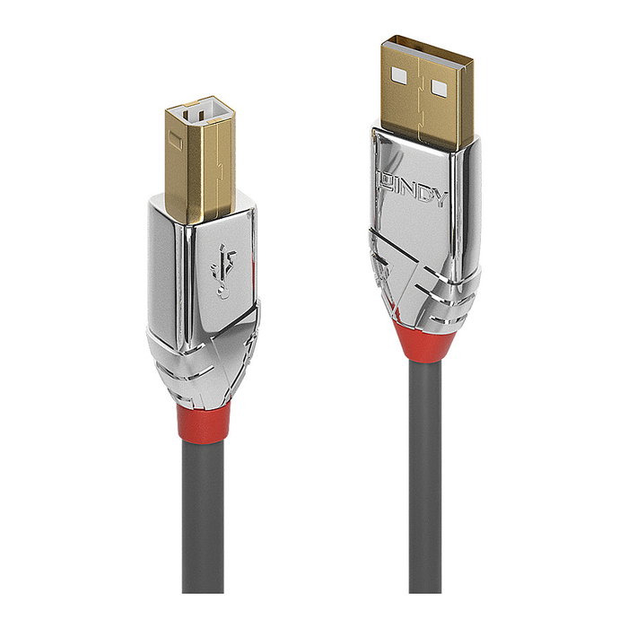 Lindy Cable USB 2.0 Cromo Line Tipo A a B, 3m, Gris