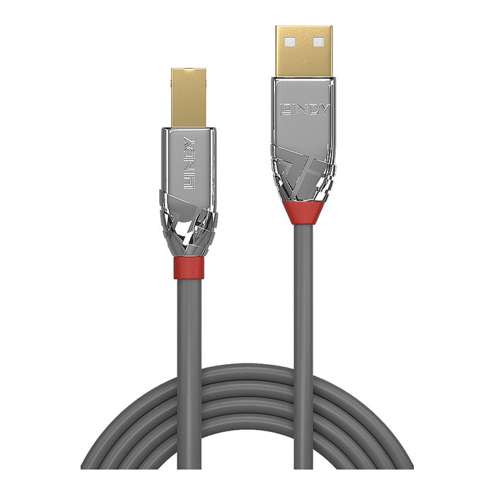 Lindy Cable USB 2.0 Cromo Line Tipo A a B, 3m, Gris