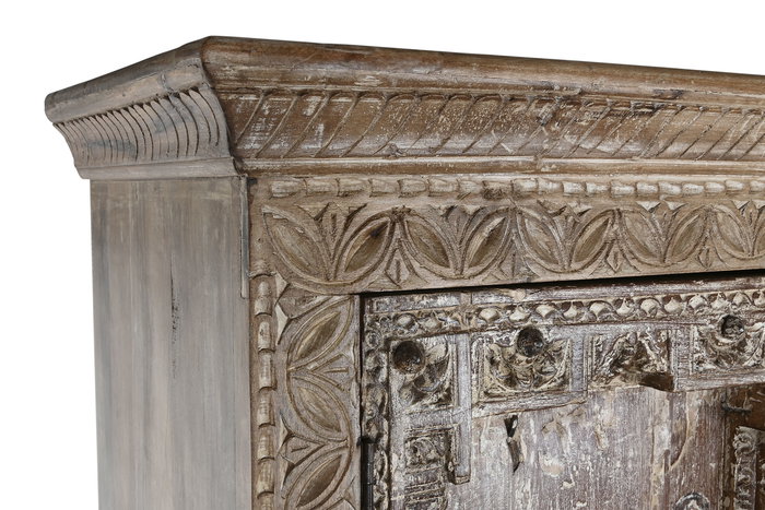 DKD Home Decor Armario Natural 51 x 216 x 122 cm, Mueble de Teca con 2 Cajones y 2 Puertas