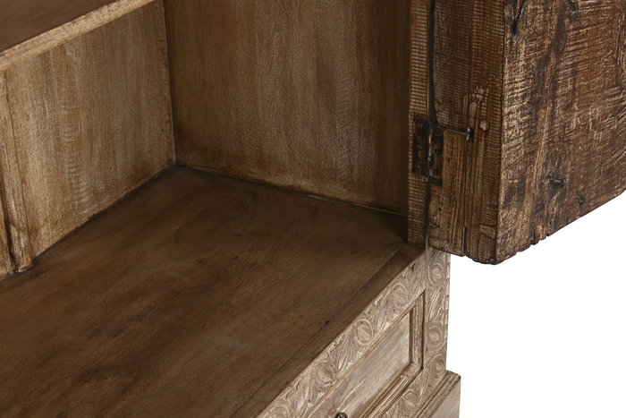 DKD Home Decor Armario Natural 51 x 216 x 122 cm, Mueble de Teca con 2 Cajones y 2 Puertas