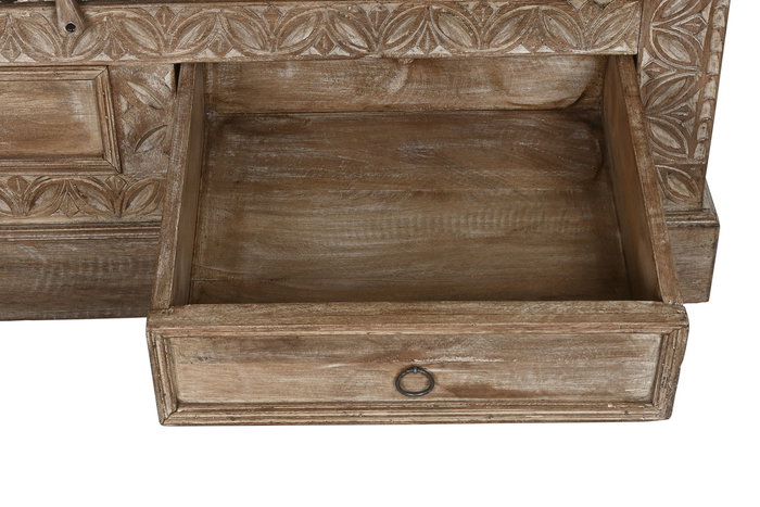 DKD Home Decor Armario Natural 51 x 216 x 122 cm, Mueble de Teca con 2 Cajones y 2 Puertas