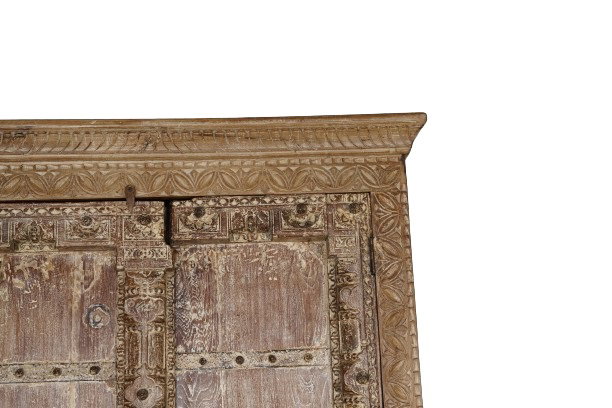 DKD Home Decor Armario Natural 51 x 216 x 122 cm, Mueble de Teca con 2 Cajones y 2 Puertas