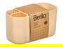 Berilo Organizador de Escritorio con Bambú, Plástico PP, 5 Huecos, Color Beige, Dimensiones 17.8 x 10 x 8 cm (Set de 24)